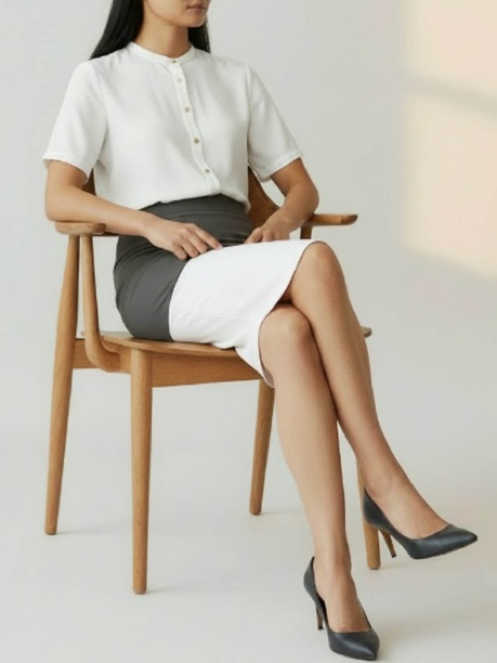 Lularoe Olive Green & White Pencil Skirt Cassie Style